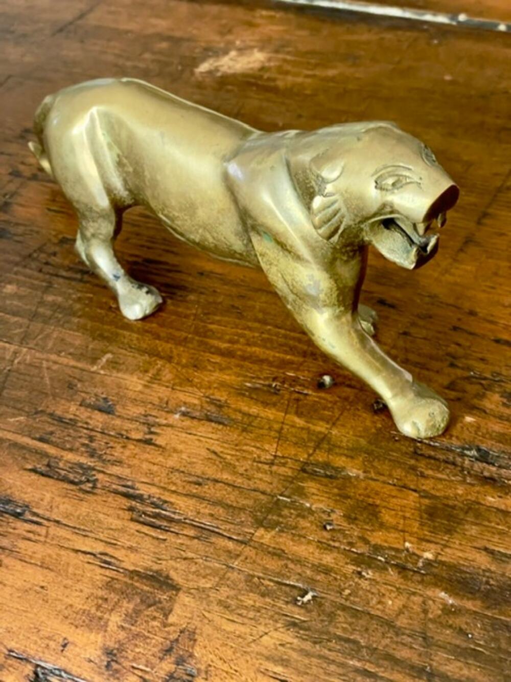 Dad's Gift Father's Day Gift Solid Brass Panther Sculpture 15" Mid Century Decor
